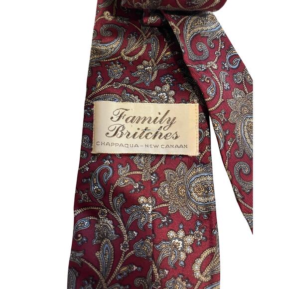 Vintage John Comfort Burgundy Paisley Print 100% Silk Necktie - Picture 6 of 7